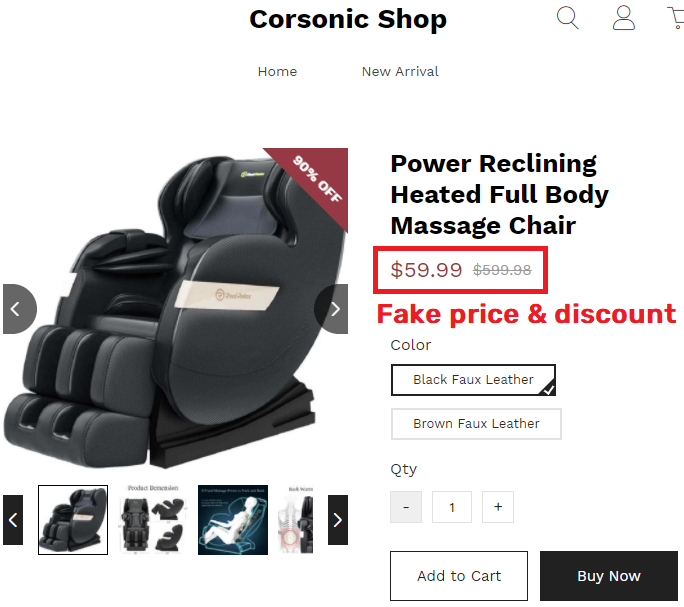 Corsonic Shop scam massage chair fake price