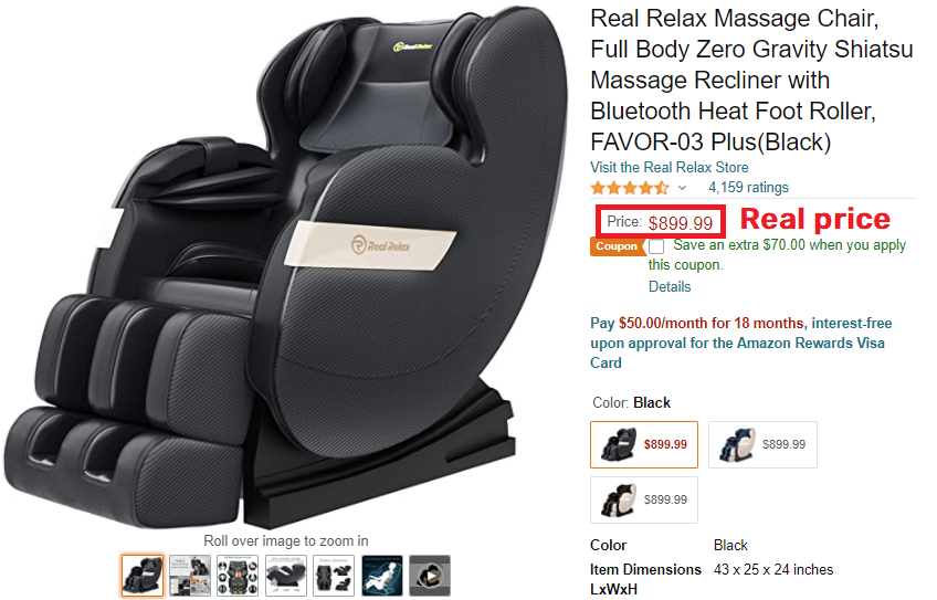 real relax massage chair real price