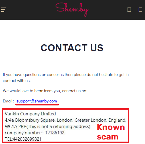 shemby scam contact us vankin company limited