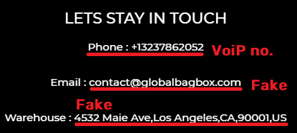 globalbagbox scam fake contact details