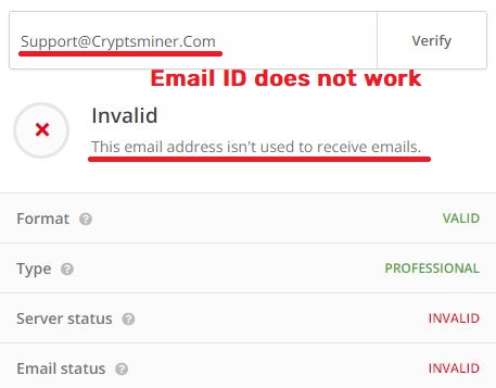 cryptsminer fake email