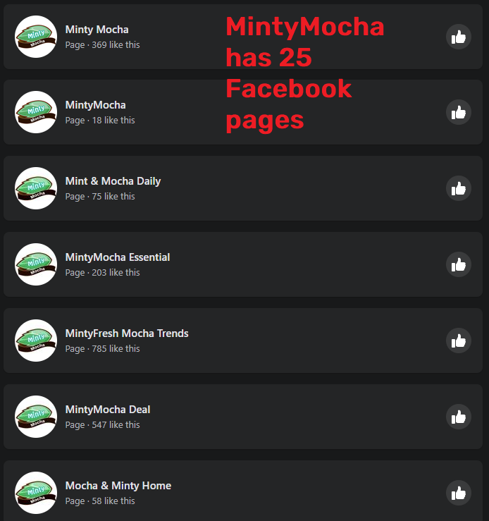 mintymocha scam facebook pages 1