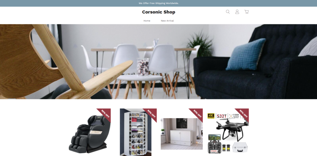 corsonic shop scam home page