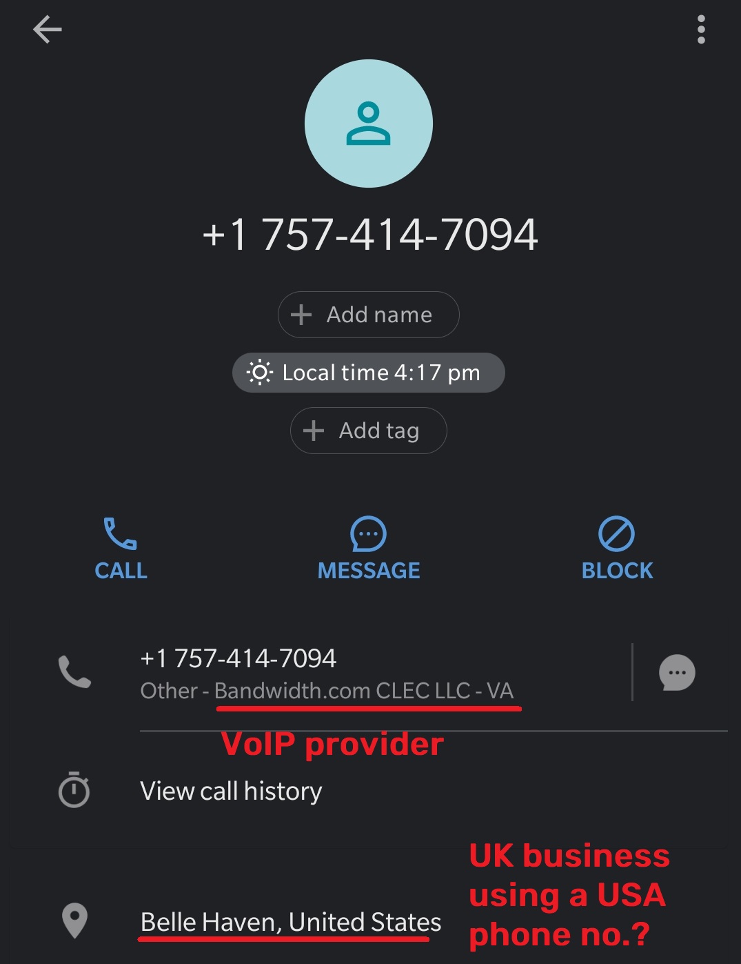 cryptsminer fake phone number