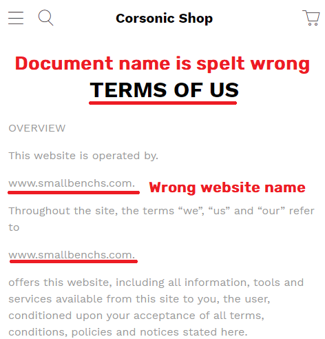 Corsonic Shop scam terms of use smallbenchs