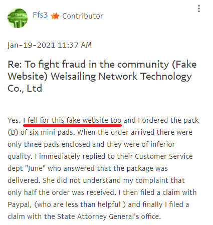 Weisailing paypal complaint 2