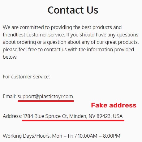 plastictoyr scam fake contact details