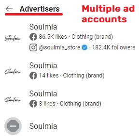 soulmiacollection scam facebook advertiser accounts