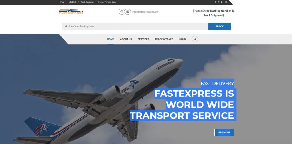 fastexpress delivery scam home page