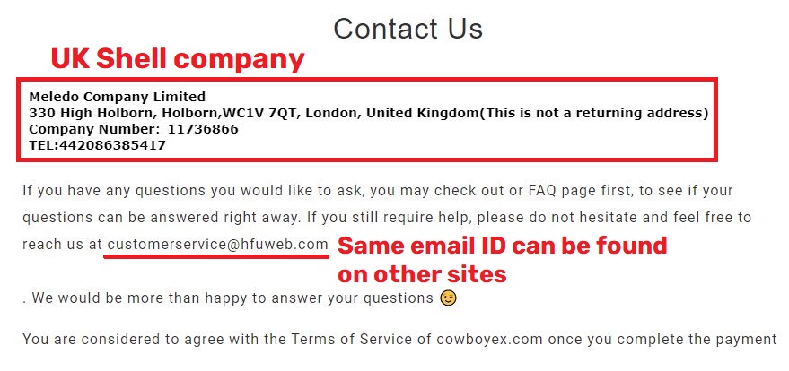 cowboyex meledo company scam contact details