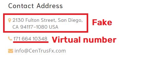 centrusfx scam fake address