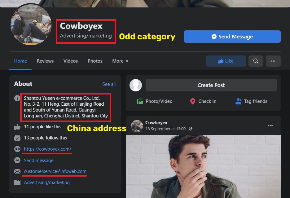 cowboyex meledo company scam facebook page