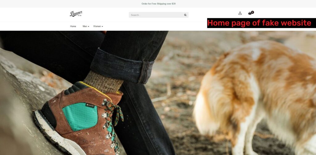 fake danner website home page