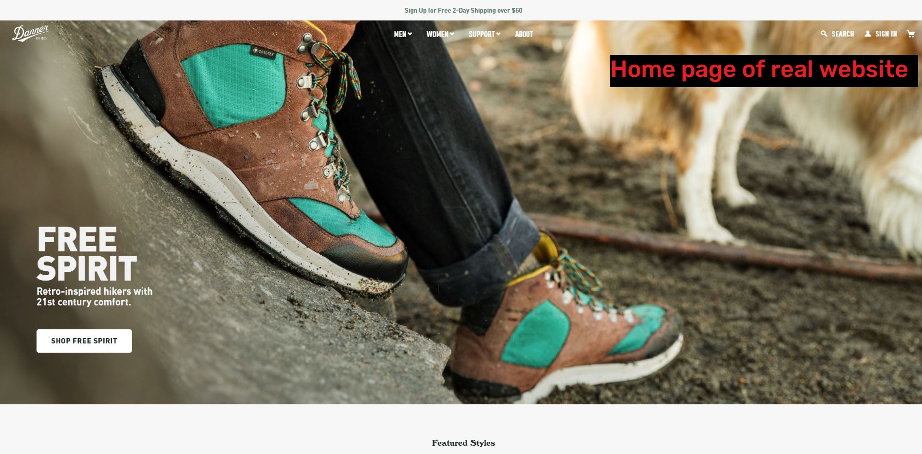 real danner website home page