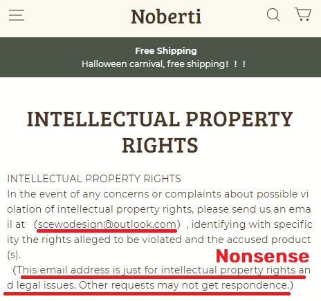 noberti scam fake intellectual property rights page