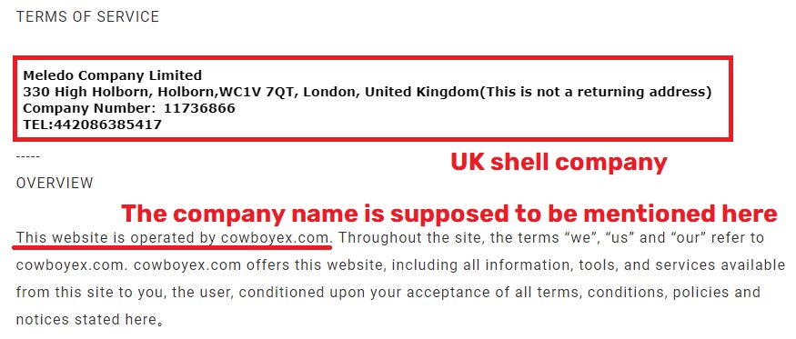 cowboyex meledo company scam shell company information