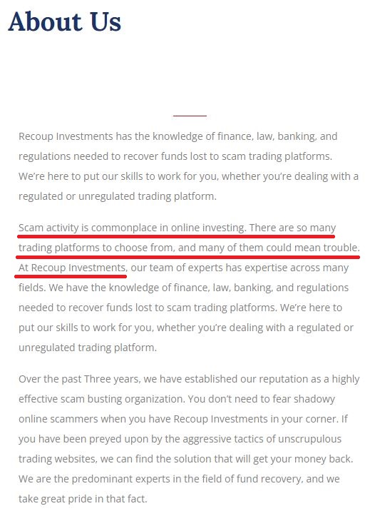 recoupinvestments scam fake about us