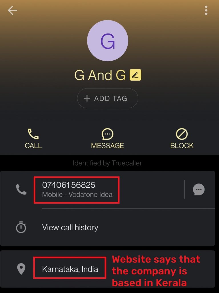 g&g innovation scam phone number