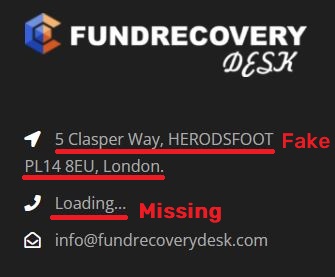 fundrecoverydesk scam fake contact details
