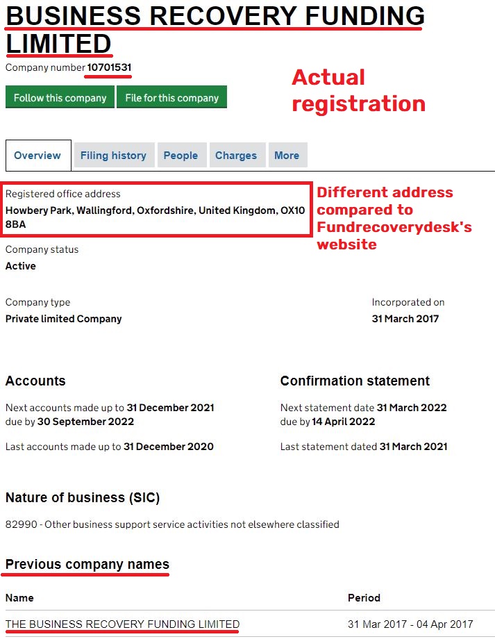 fundrecoverydesk scam fake registration 3