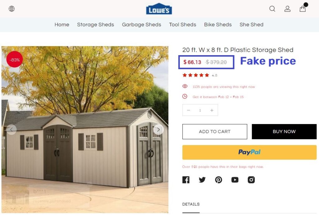 hkbdd scam storage shed fake price
