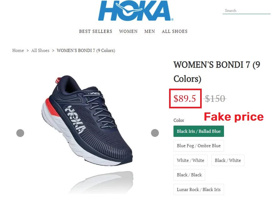 hokaoutlets scam fake price 1