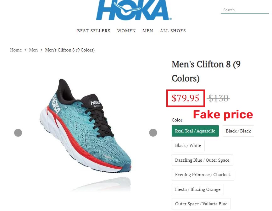 hokaoutlets scam fake price 2