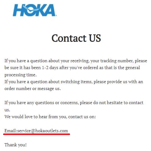 hokaoutlets scam contact details