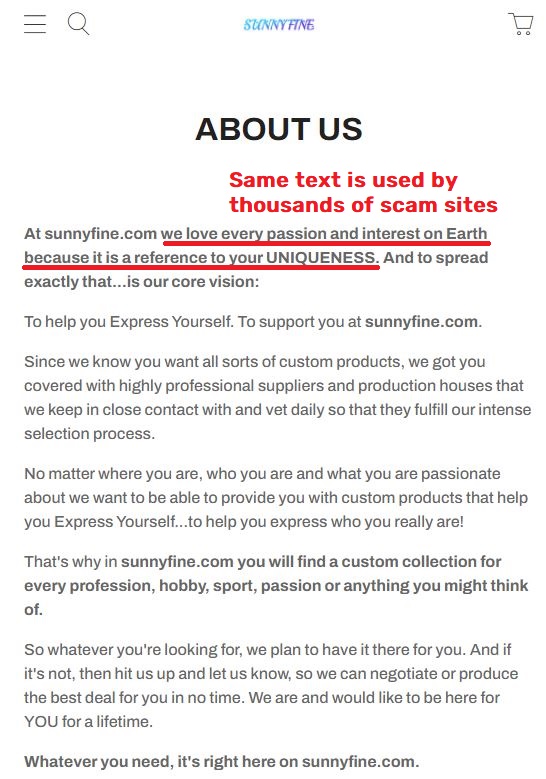 sunnyfine scam uniqueness scam network