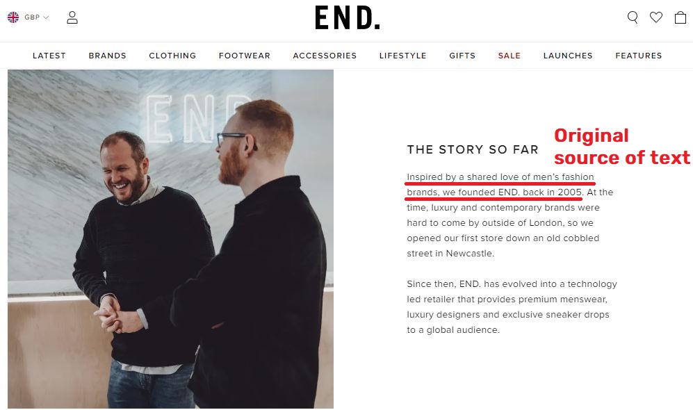 end clothing careers page