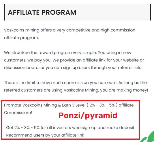 Voskcoins scam affiliate program pyramid scheme