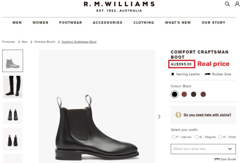 rm williams boot real price