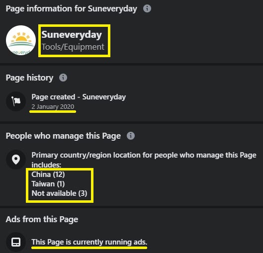 Suneveryday scam facebook page information