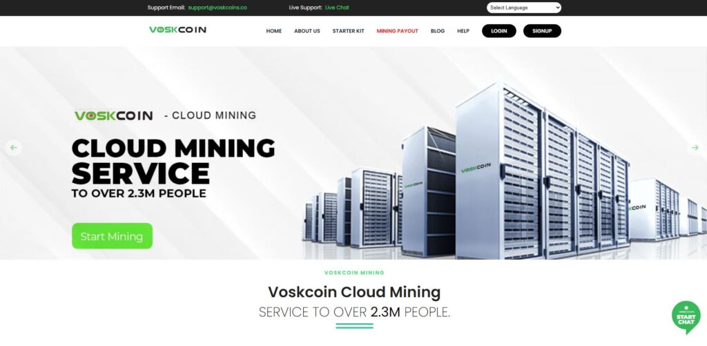 voskcoins scam home page