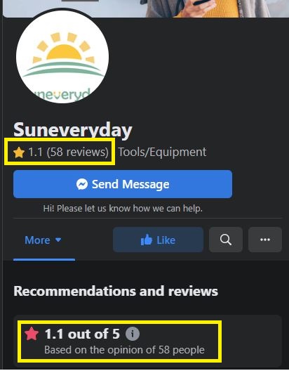 Suneveryday scam facebook rating