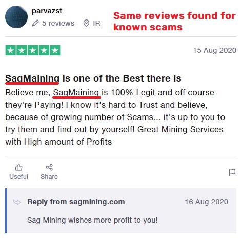 sagmining fake review