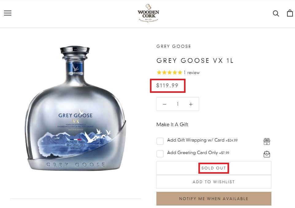 grey goose vx real price