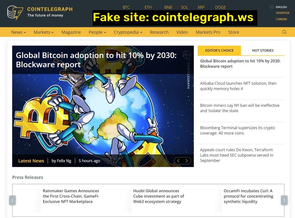cointelegraph.ws fake crypto news site