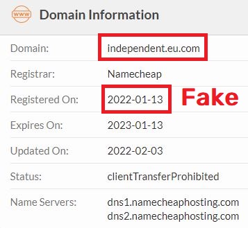 independent.com.eu fake crypto news site whois