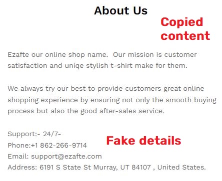 ezafte scam fake contact details