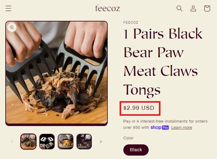 feecoz scam bear claw tongs