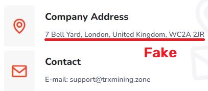 trxmining zone scam fake contact details