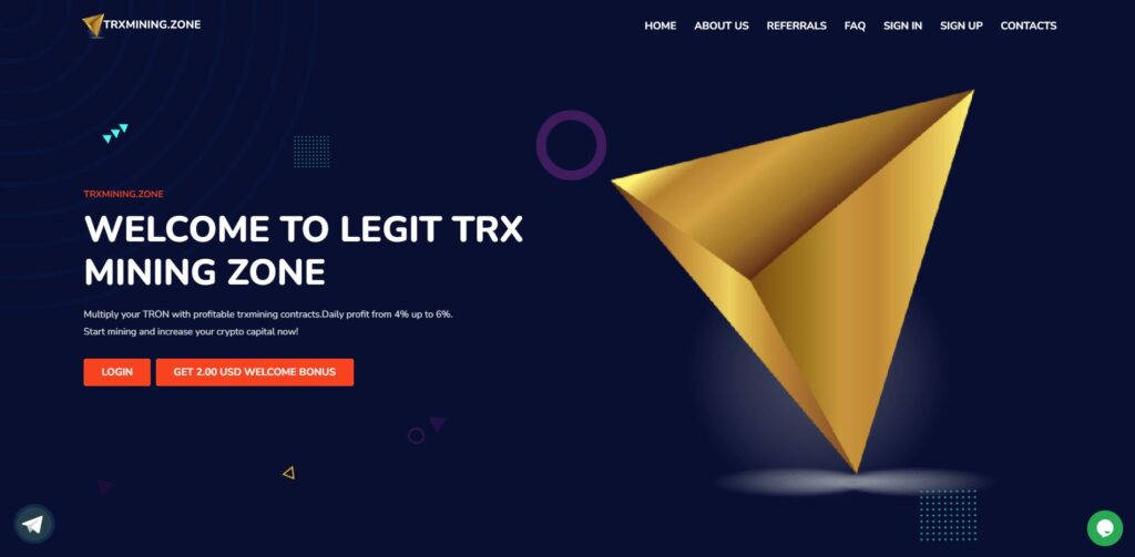 trxmining zone scam home page