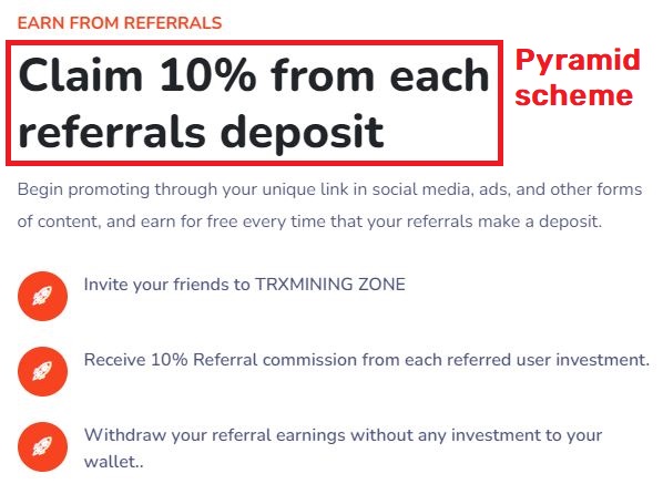 trxmining zone scam referral commission