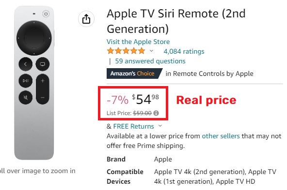 amazon apple siri remote real price