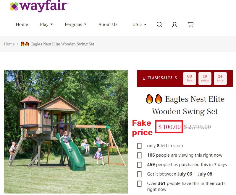 exoplshop scam fake price swing set