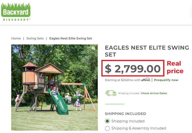 backyard discovery real price eagles nest swing set
