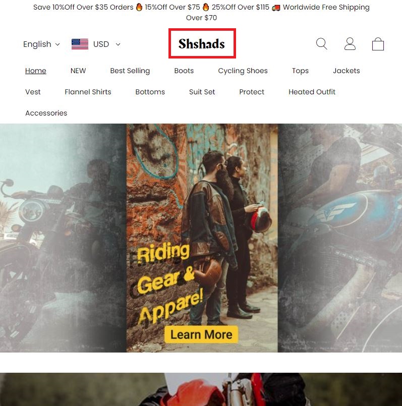 Shshads scam home page