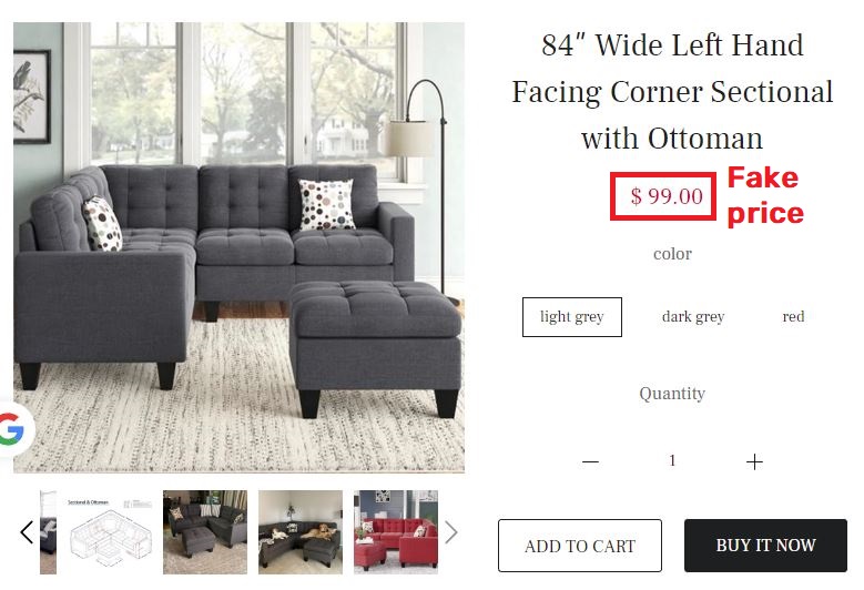 Bbviplink scam couch fake price