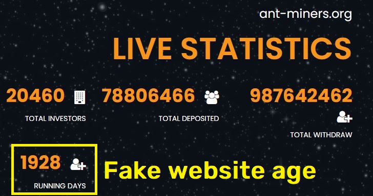 ant-miners scam fake website age